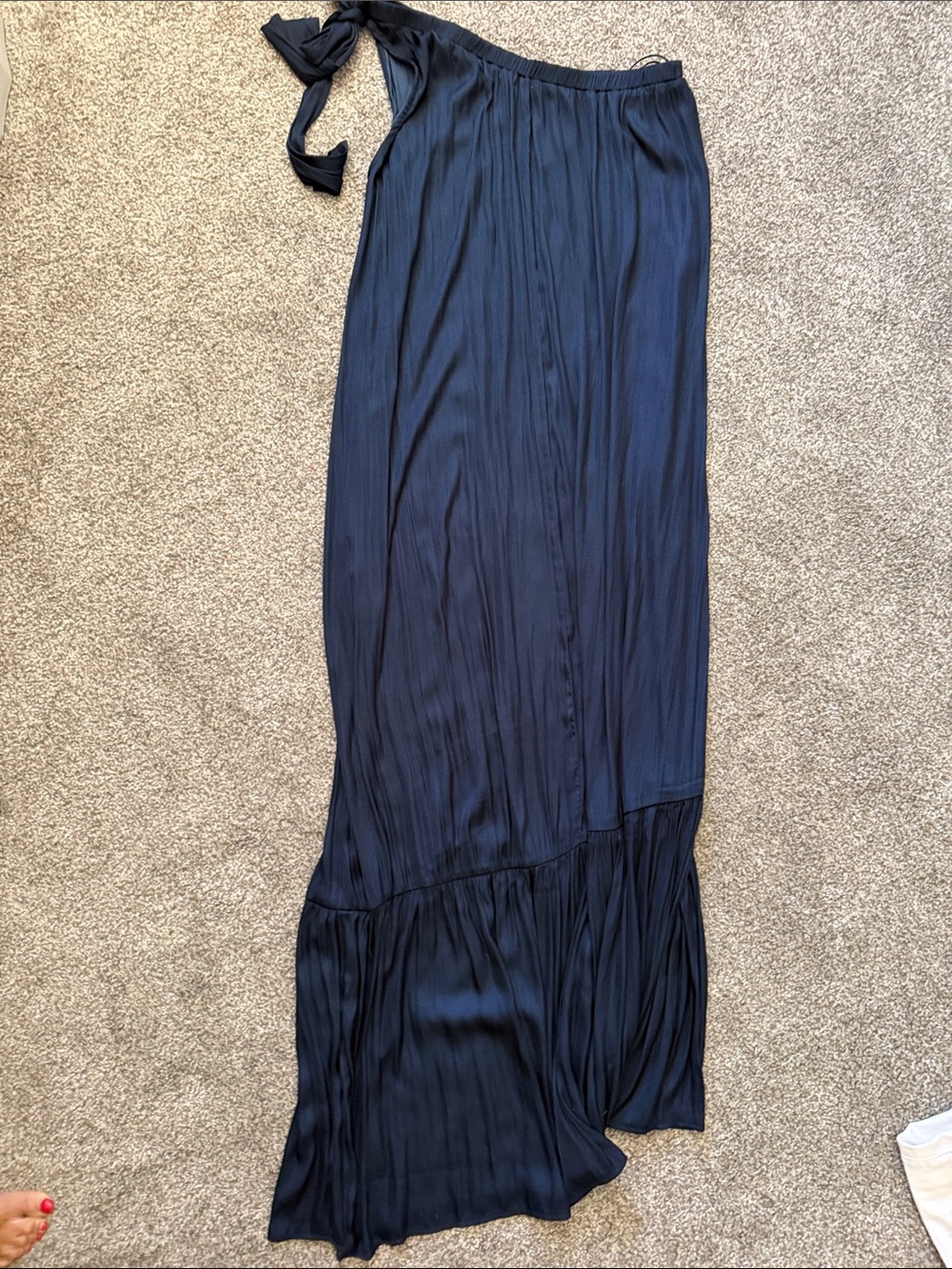 Women’s One-Shoulder Navy Maxi dress with Tie shoulder - Picture 7 of 8